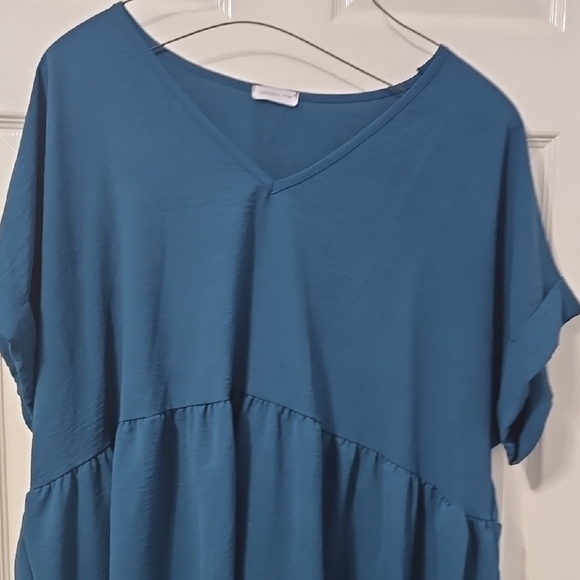 Tops - Blue V-Neck Blouse
